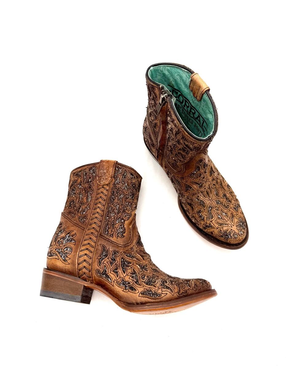 Corral Size 6 Brown/Multi Inlay Leather Shoes Short Boots